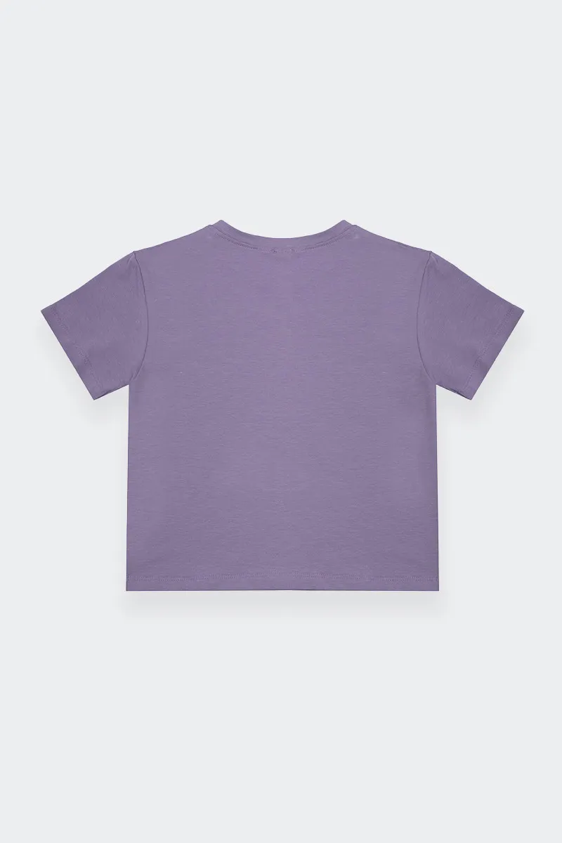 T-SHIRT LAVANDA CROPPED CON TASCHINO